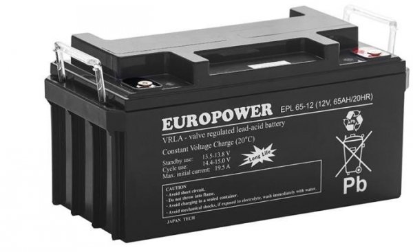 Akumulator AGM EUROPOWER serii EPL 12V 65Ah (Żywotność 15 lat)