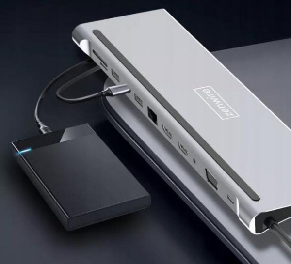 HUB ADAPTER USB-C 12w1 Stacja Dokująca 2x HDMI 4K ETHERNET RJ45 USB 3.0 BYL-2211