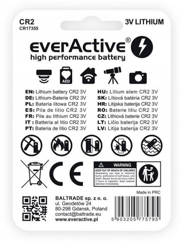 Bateria CR2 everActive (blister 1 szt.)