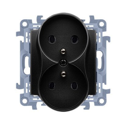 KONTAKT SIMON 10 MODUŁ CZARNY MAT GNIAZDO 2X Z/U ZACISKI ŚRUBOWE 16A 250V