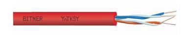 YNTKSY  2X2X0.8 CZERWONY KABEL SYGNALIZACJI POŻARU DRUT 150/250V KL.1 UNIEPALNIONY KOLOROWE