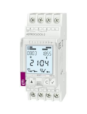 ASTROCLOCK-2 ZEGAR STERUJĄCY 2-KANAŁOWY ASTRONOMICZNY 16A 2M 230V AC EVE