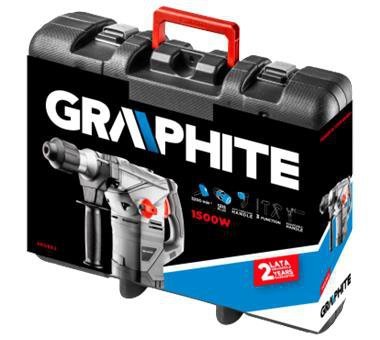 MŁOT UDAROWY SDS+ 1500W  UDAR 3200 MIN-1  OBROTY 750 MIN-1  Z UCHWYTEM ANTYWIBR.  W WALIZCE GRAPHITE