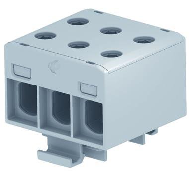 ZŁĄCZKA SZYNOWA PRZELOTOWA 3X 1X AL/CU 1.5-50.0MM2 1000V AC/ 1500V DC ZACISK UNIWERSALNY SZARY