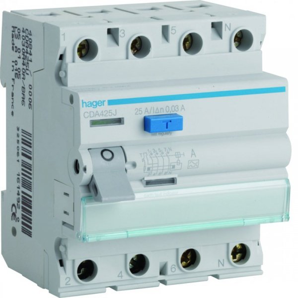 CDA425J 25A/ 30MA/A WYŁĄCZNIK RÓŻNICOWY 25A 4P 4M 30MA A 6KA