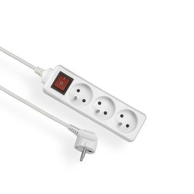 EPS-301.5W PRZEDŁUŻACZ LISTWOWY 3X Z/U OKRĄGŁY WTYCZKA KĄTOWA 1.5M H05VV-F 3X1.0 BIAŁY + WYŁĄCZNIK