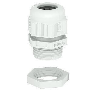 M25 DŁAWIK KABLOWY METRYCZNY IP68+ NAKRĘTKA LGR POLIAMID JASNOSZARY V-TEC