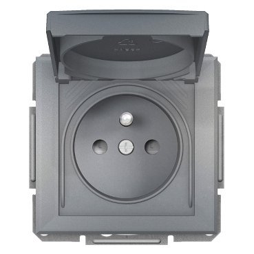 Schneider Electric Asfora, gniazdo 2P+PE, IP44,  do systemu ramkowego, stal, EPH2800662