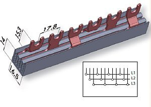 IZ12/3F/18 SZYNA ŁĄCZENIOWA WIDEŁKOWA 80A 3P 18M 12MM2 ETIBOX