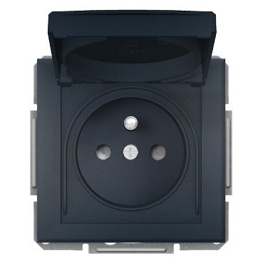 Schneider Electric Asfora, gniazdo 2P+PE, IP44,  do systemu ramkowego, antracytowy, EPH2800671