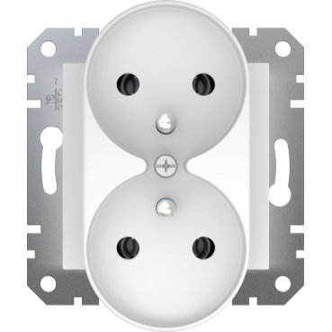 Schneider Electric Asfora, gniazdo 2x2P+PE do systemu ramkowego, białe, EPH9810221
