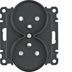 LUMINA SOUL/ INTENSE/ PASSION MODUŁ CZARNY GNIAZDO 2X Z/U Z PRZESŁONAMI ZACISKI ŚRUBOWE 16A 250V