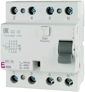 EFI-P4 40A/ 300MA/A WYŁĄCZNIK RÓŻNICOWY 40A 4P 4M 300MA A 10KA