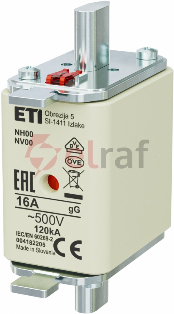Wkładka bezpiecznikowa NH00 16A gG 500V 004182205 /3szt./