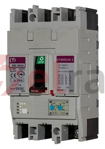 Wyłącznik kompaktowy 4P 125A 25kA /wyzwalacz termo-magnetyczny/ EB2 125/4L 004671032