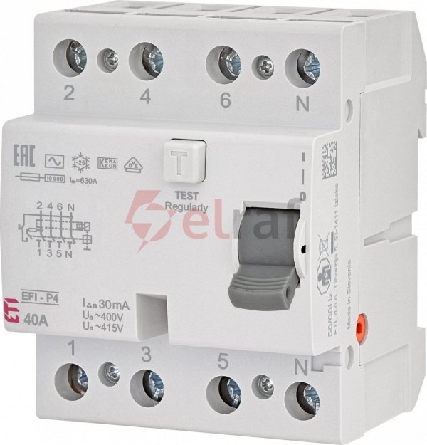 Wyłącznik różnicowoprądowy 4P 40A 0,03A typ AC EFI-P4 AC 40/0.03 002061612