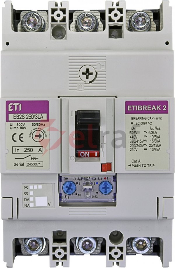 Wyłącznik kompaktowy 3P 250A 16kA /regulacja termiczna/ EB2S 250/3LA 004671888