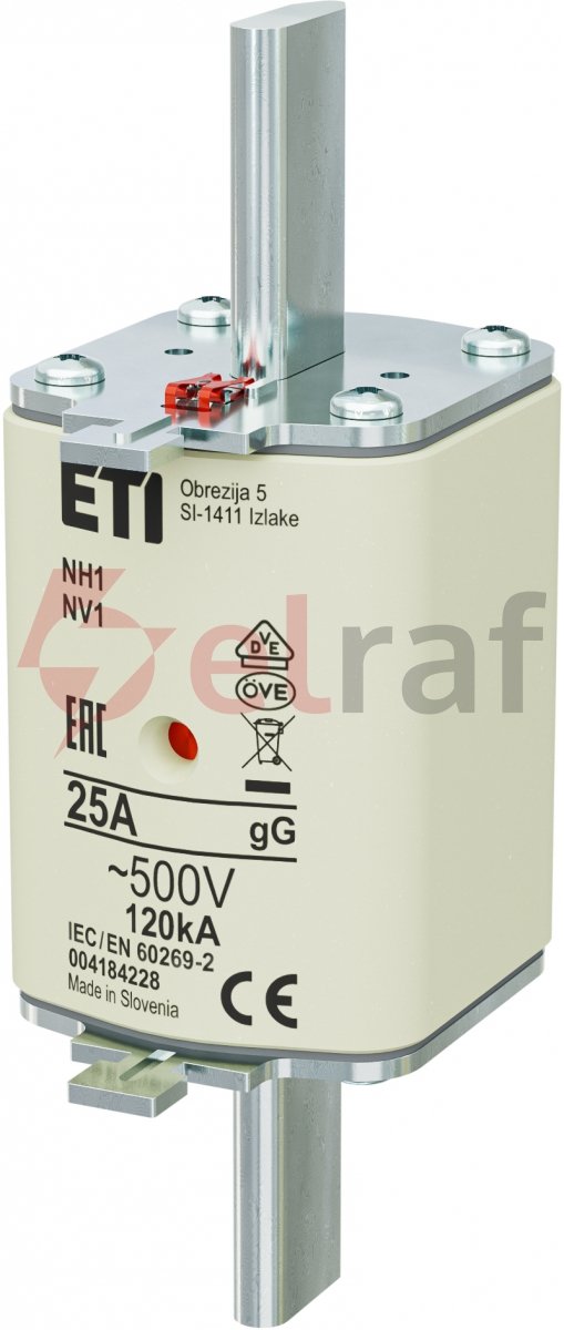 Wkładka bezpiecznikowa NH1 25A gG 500V 004184228