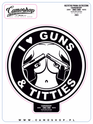 Guns and titties - naklejka czarna