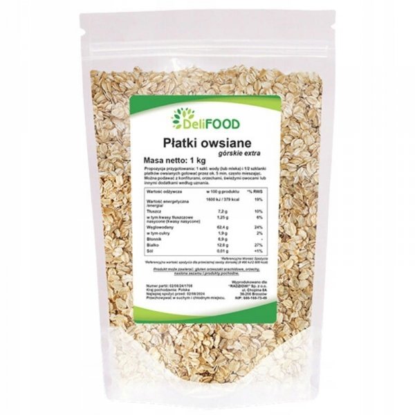 Płatki owsiane górskie 1 kg Vivio Delifood 1000g