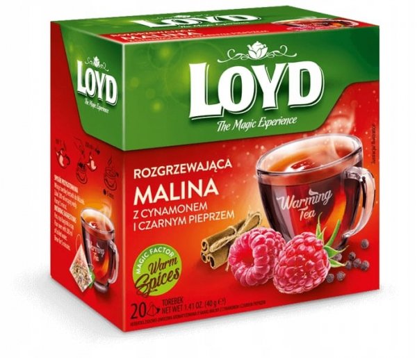 Owocowa Herbata Zimowa Rozgrzewająca Malina Cynamon Czarny Pieprz 20t LOYD