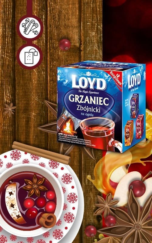 Rozgrzewająca Herbata Zimowa Grzaniec Zbójnicki Bezalkoholowy 10 T 30g LOYD