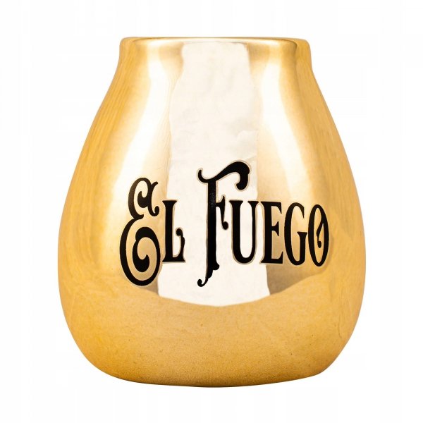 Matero Yerba Mate ceramiczne Złote El Fuego GOLD