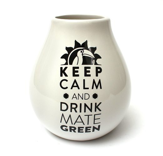 Matero Ceramiczne Białe Keep calm and drink Yerba Mate