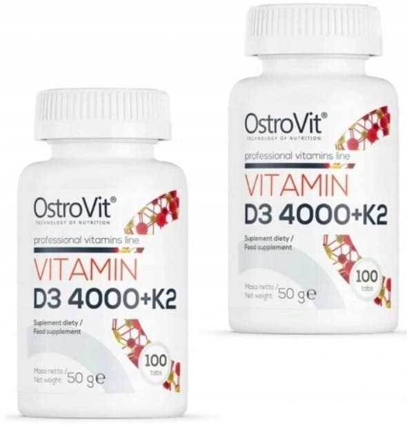 Suplement diety OstroVit 2 x Witamina D3 4000 IU + K2 100 tabletek (2x100)