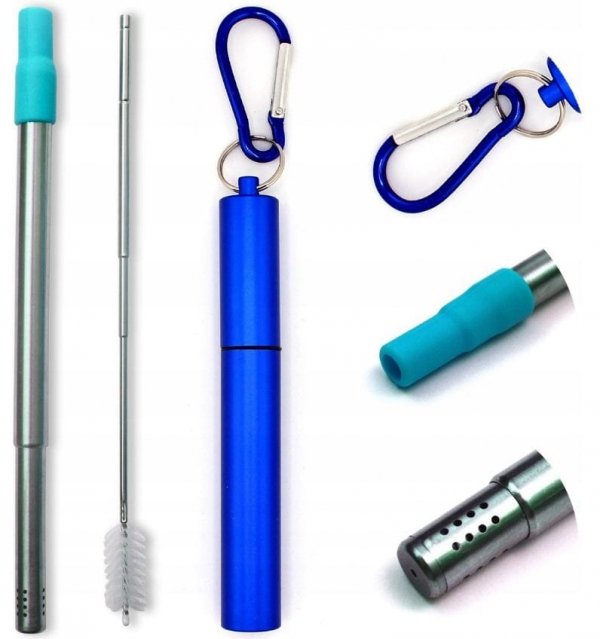 Bombilla Składana Niebieska Zestaw szczoteczka Etui do yerba mate Outdoor