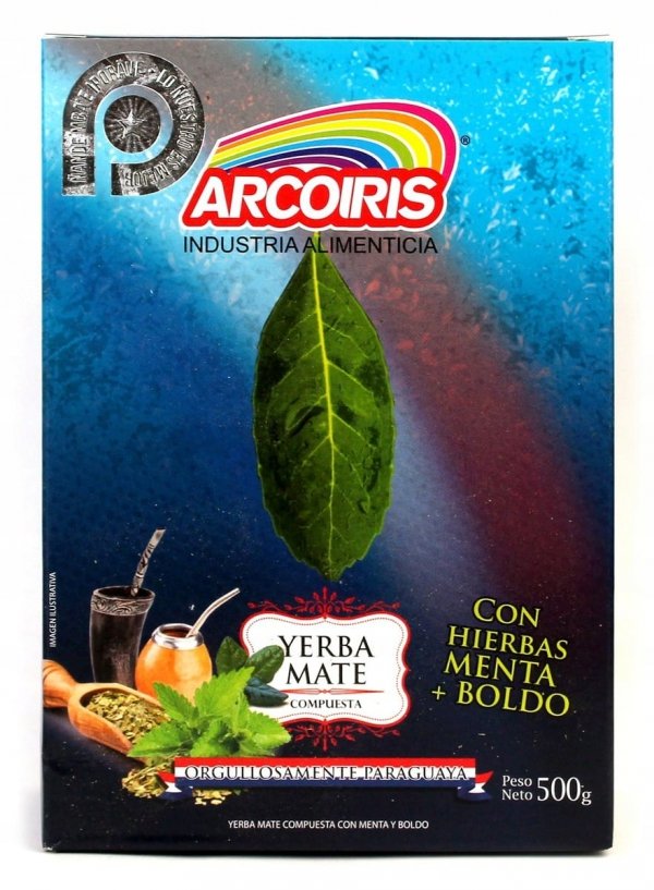 Yerba Mate Arcoiris Con Hierbas Menta Boldo 500g Paragwaj
