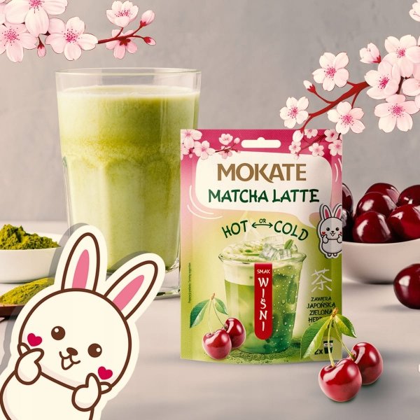 MOKATE Japońska Herbata Matcha Latte Zielona Sproszkowana Wiśnia 40g