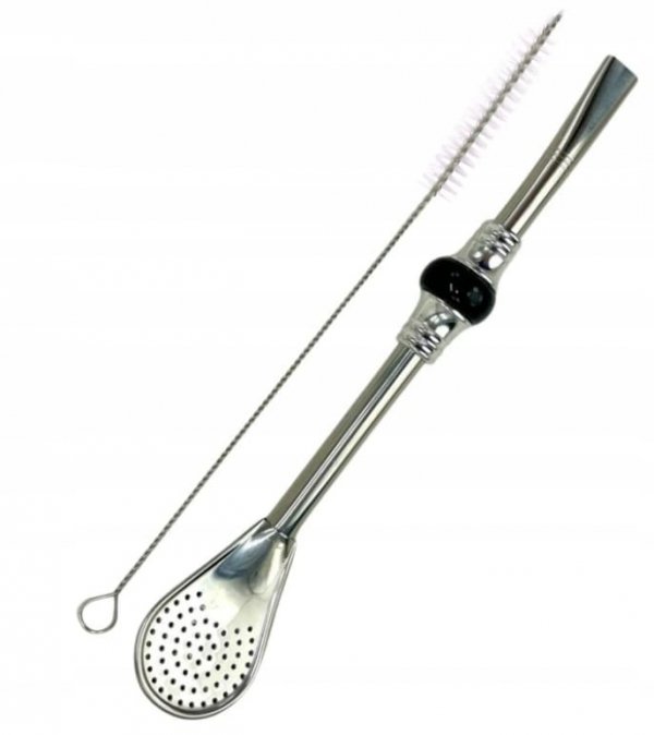 Bombilla nierdzewna INOX Royal Liza Corto Negro + Szczoteczka do Yerba Mate