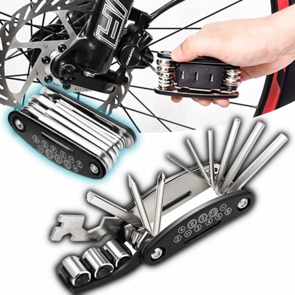 Multitool Rowerowy 16w1 Zestaw Kluczy Rowerowych Imbus Klucz Płaski