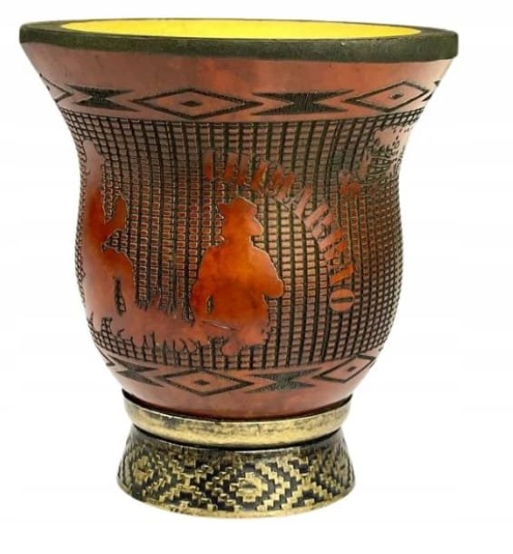 Matero Porongo Cuia Zdobiona INOX Chimarrao Pampa Laser - Do Yerba Mate