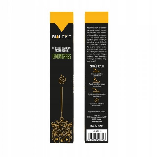 Kadzidełka Naturalne Indyjskie Bilovit Lemongrass 40g
