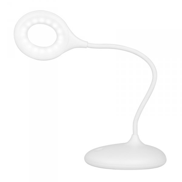 Lampka ring led snake na biurko biała