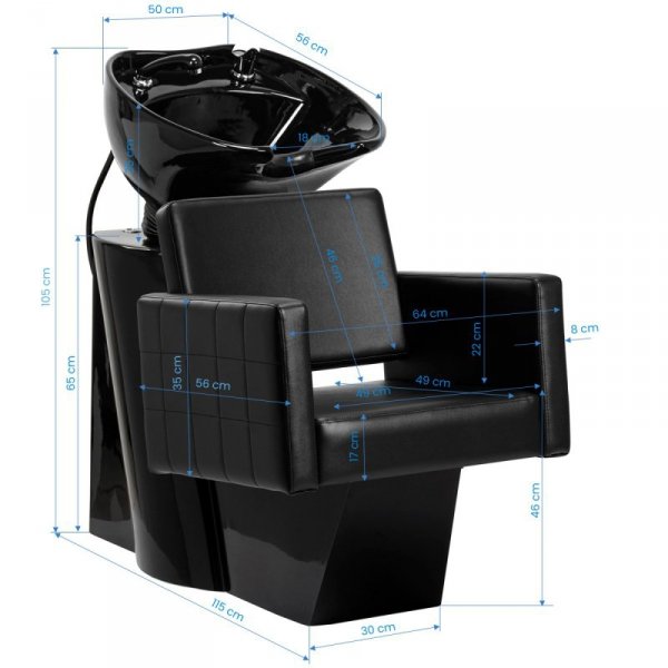 Myjnia fryzjerska Gabbiano Ankara czarna z czarną misą