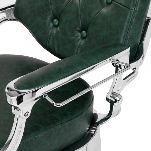 Gabbiano fotel barberski President Zielony z chromowaną ramą