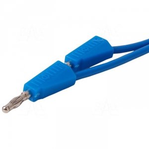 PPS110-BU Przewód pom. 2x wtyk banan 4mm, 1m, 20A, niebieski