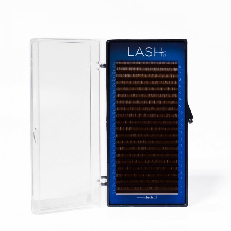 Rzęsy Brązowe LASH.PL Dark  Brown 0.07 MIX skręt C, C+, D, M, L, V 20 pasków