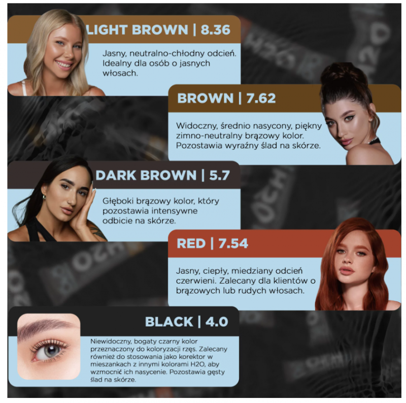 Zestaw farby do brwi i rzęs H20 Liquid Hybrid Tint OKO