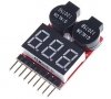 Tester pakietów LiPo/Li-Ion/LiMn/LiFe 1-8S z głośnym alarmem i LED