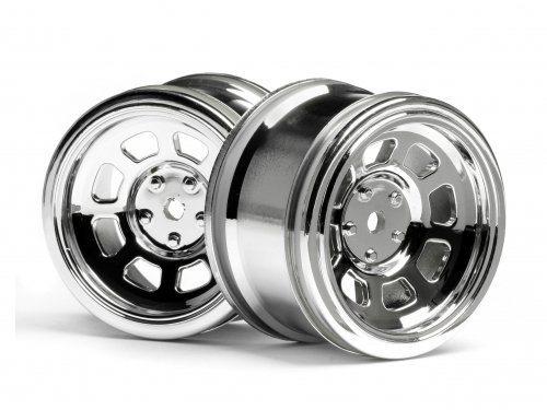 VINTAGE STOCK CAR WHEEL 31mm Shiny Chromel (6mm OFFSET)
