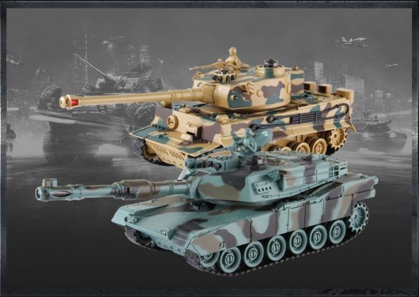 Zestaw wzajemnie walczących czołgów M1A2 Abrams v2 i German Tiger v2 2.4GHz 1:28 RTR