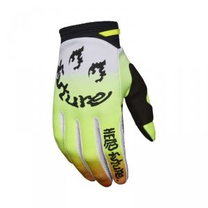FOX RĘKAWICE OFF-ROAD 180 HELLO FUTURE WHITE/YELLO