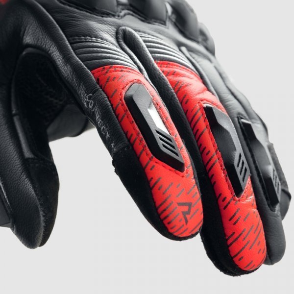 REBELHORN RĘKAWICE SKÓRZANE VIPER BLACK/GR/FLU RED