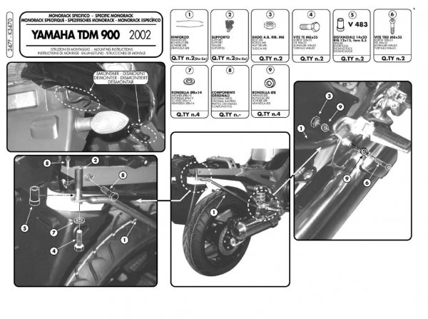Stelaż 347F pod kufer Yamaha TDM 900 (GIVI)
