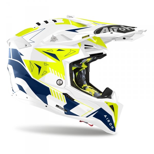 AIROH KASK OFF-ROAD  AVIATOR 3 SPIN YELLOW/BLUE GL