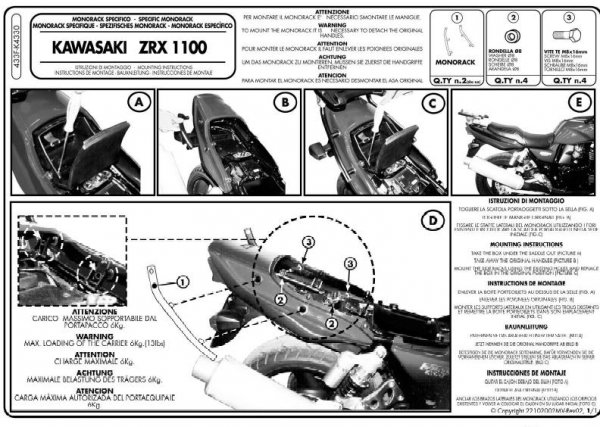Kappa K4330 Stelaż centralny Kawasaki Zrx 1100/1200 (97-